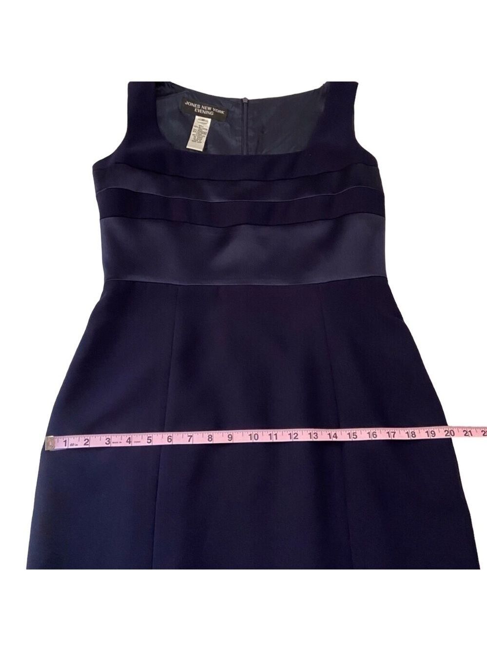Jones New York Evening Navy Maxi Dress Size 10 Satin Band Classic Elegant - Picture 14 of 16